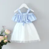 Toddler Girl Stripe Bowkont Matching Tutu Strap Princess Dresses