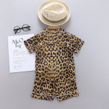 Toddler Kids Girl Brown Leopard Summer Short Pajamas Rayon Silk Sleepwear Set