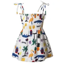 Toddler Girl Pineapples Crocodile Flamingos Printed Dresses