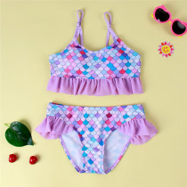 Toddler Kids Girl Ruffles Ombre Fish Scales Beach Swimwear Two Pieces Swimsuit