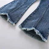 Toddler Girl Knit Tank Vest Top and Flared Jeans Two Pieces Sets