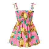 Toddler Girl Prints Pineapples Lemons Fruits Summer Dresses