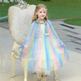 Kid Girl Rainbow Sequins Princess Cloak