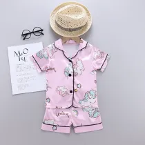 Toddler Kids Girl Unicorns Summer Short Pajamas Rayon Silk Sleepwear Sets