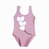 Toddler Kids Girl Pink Love Pattern One-piece Swimsuit