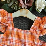Toddler Girl Ruffles Plaid Top and Shorts Two Pieces Sets