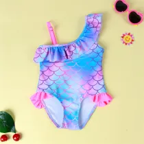 Baby Toddler Girl Ruffle Fish Scales Beach Swimwear Two Pieces Swimsuit