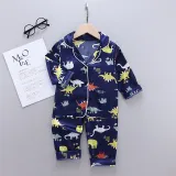 Toddler Kids Boy Prints Dinosaurs Pajamas Rayon Silk Sleepwear Sets