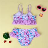 Toddler Kids Girl Ruffles Ombre Fish Scales Beach Swimwear Two Pieces Swimsuit