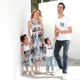 Matching Family Sets Tropical Leaves Dress And T-shirt