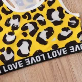Toddler Girl Leopard Love Vest Top and Short Sport Two Pieces Sets