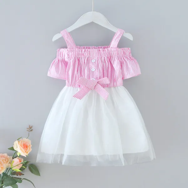 Toddler Girl Stripe Bowkont Matching Tutu Strap Princess Dresses