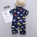 Toddler Kids Boy Prints Dinosaurs Pajamas Rayon Silk Sleepwear Sets