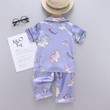 Toddler Kids Girl Prints Unicorns Summer Short Pajamas Rayon Silk Sleepwear Sets