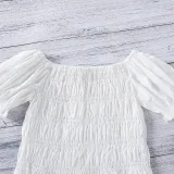 Toddler Girl Puffed Sleeve Blouse and Floral Shorts Two Pieces Sets