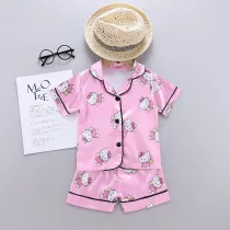 Toddler Kids Girl Summer Short Pajamas Rayon Silk Sleepwear Set