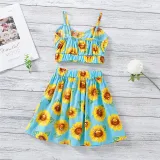 Toddler Girls Sunflowers Halter Vest Top and High Waist Skirt Two Pieces Sets