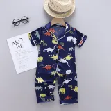 Toddler Kids Boy Prints Dinosaurs Pajamas Rayon Silk Sleepwear Sets