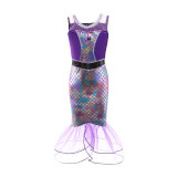 Halloween Kid Girl Sequins Jewelry Mermaid Tail Princess Dress Skirt