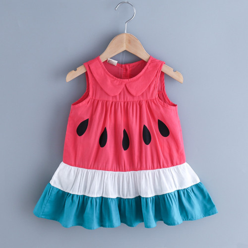 Toddler Girl Watermelon Collar Casual Summer Dresses