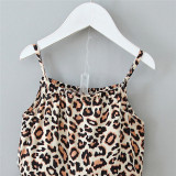 Toddler Girls Sling Leopard Printed Top Shorts Two Pieces Set