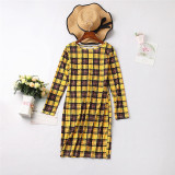 Mommy and Me Long Sleeve Plaid Round Neck Dresses
