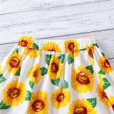 Toddler Girls Sunflowers Halter Vest Top and High Waist Skirt Two Pieces Sets