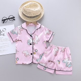Toddler Kids Girl Unicorns Summer Short Pajamas Rayon Silk Sleepwear Sets