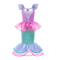 Kid Girl Short Sleeves Mermaid Princess Dress