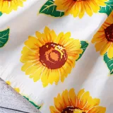 Toddler Girls Sunflowers Halter Vest Top and High Waist Skirt Two Pieces Sets