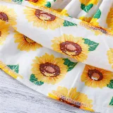 Toddler Girls Sunflowers Halter Vest Top and High Waist Skirt Two Pieces Sets