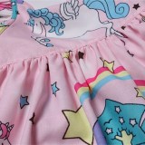 Girl Dresses Ruffles Sleeves Unicorns A-line Dresses