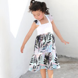 Matching Family Sets Tropical Leaves Dress And T-shirt
