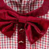 Toddler Girl Red Plaids Bowknot A-line Dresses