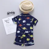 Toddler Kids Boy Prints Dinosaurs Pajamas Rayon Silk Sleepwear Sets