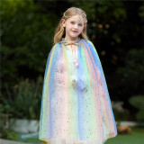 Halloween Kid Girl Rainbow Sequins Princess Cloak