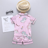 Toddler Kids Girl Unicorns Summer Short Pajamas Rayon Silk Sleepwear Sets