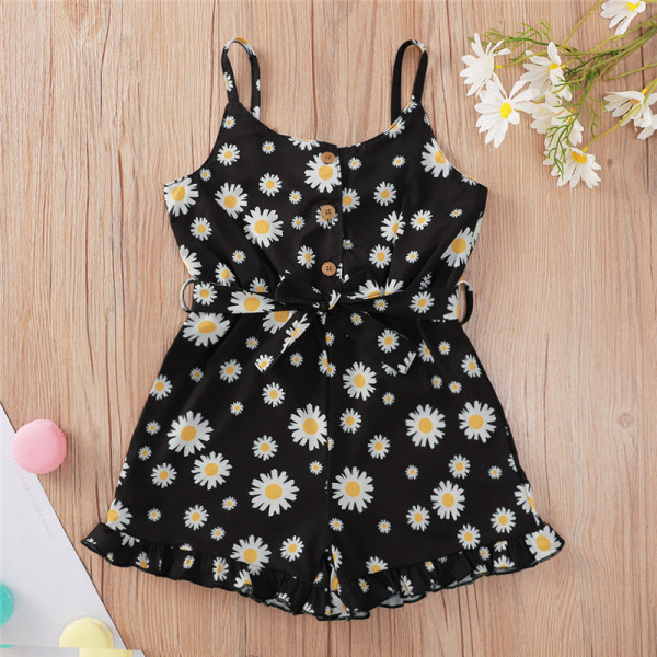 Toddler Girl Black Little Daisy Summer Dresses