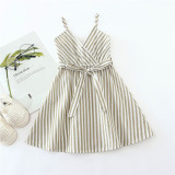 Toddler Girl V-neck Stripes Slip Summer Dresses