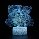 3D Cute Heart Bears Series Night Light LED Lamps Seven Colors Touch Lamps With Remote Control