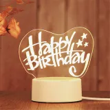 3D Happy Birthday Love Heart  USB Bedroom Night Light