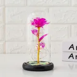 LED Eternal Luminous Rose Flower Glass Cover Rose Gold Foil Gifts