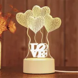 3D Happy Birthday Love Heart  USB Bedroom Night Light