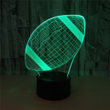 Night Light 3D Rugby Series Seven Colors Touch LED Dimming Control