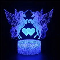 Unicorn 3D Night Light LED Lamps Seven Colors Touch LED With Remote Control