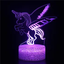 Unicorn 3D Night Light LED Lamps Seven Colors Touch LED With Remote Control