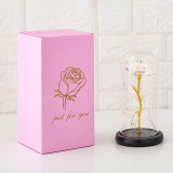LED Eternal Luminous Rose Flower Glass Cover Rose Gold Foil Gifts