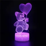3D Cute Heart Bears Series Night Light LED Lamps Seven Colors Touch Lamps With Remote Control