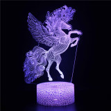 Unicorn 3D Night Light LED Lamps Seven Colors Touch LED With Remote Control