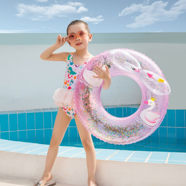 Toddler Kids Pool Floats Inflated Swimming Rings 3D Sequins Swan ...